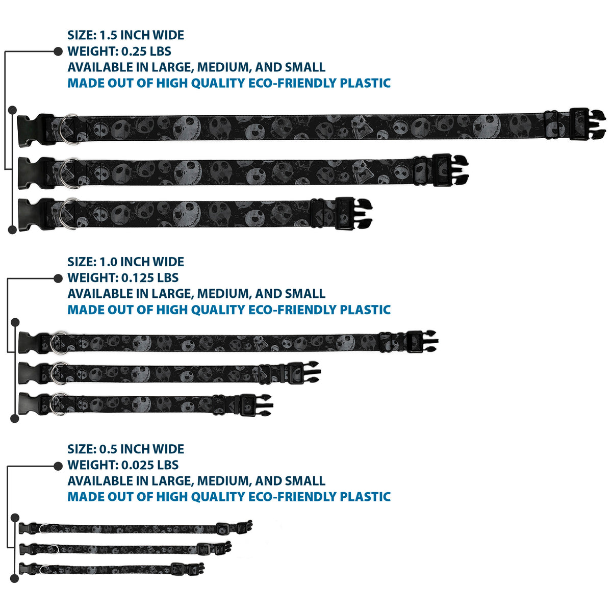 Plastic Clip Collar - NBC Jack Expressions Scattered Weathered Dog Collars Plastic Clip Side Release Disney