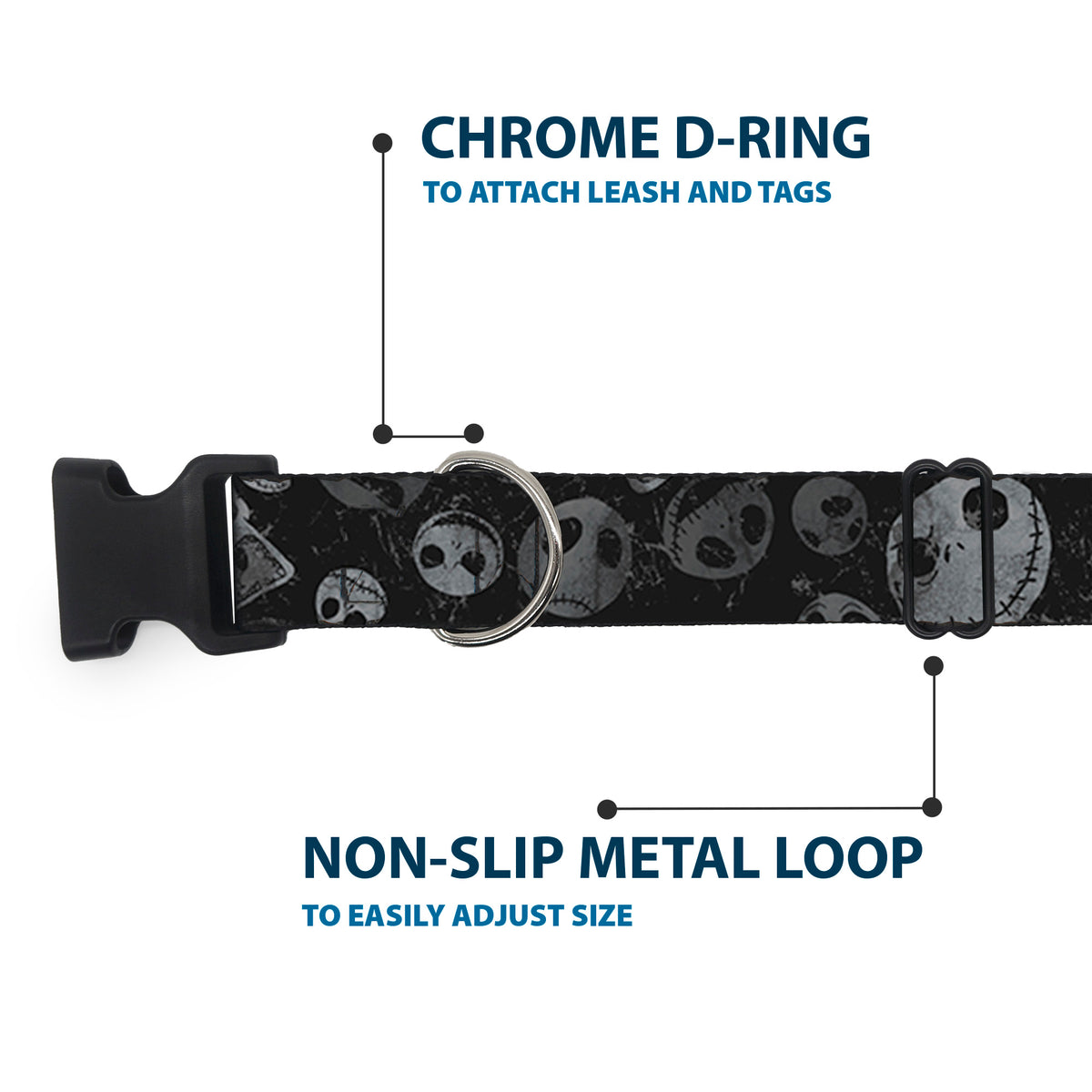 Plastic Clip Collar - NBC Jack Expressions Scattered Weathered Dog Collars Plastic Clip Side Release Disney