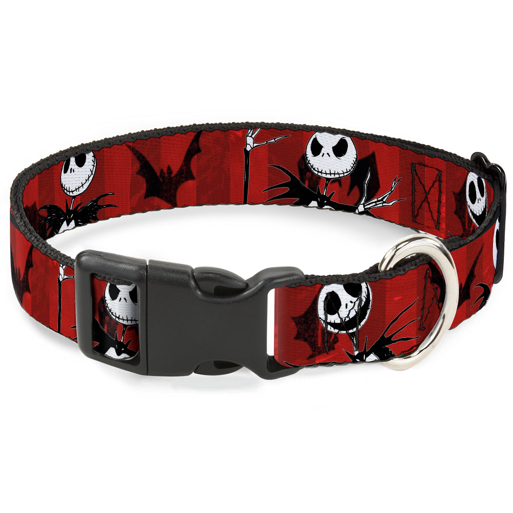 Plastic Clip Collar - NBC Jack Poses/Bats Red Stripe Dog Collars Plastic Clip Side Release Disney