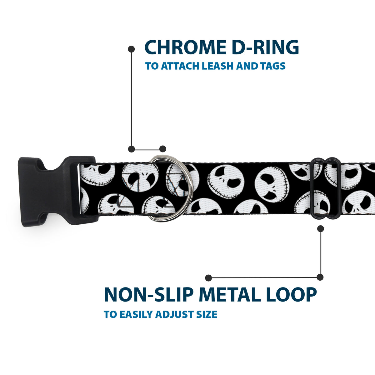 Plastic Clip Collar - NBC Jack Expressions Scattered Black/White Dog Collars Plastic Clip Side Release Disney