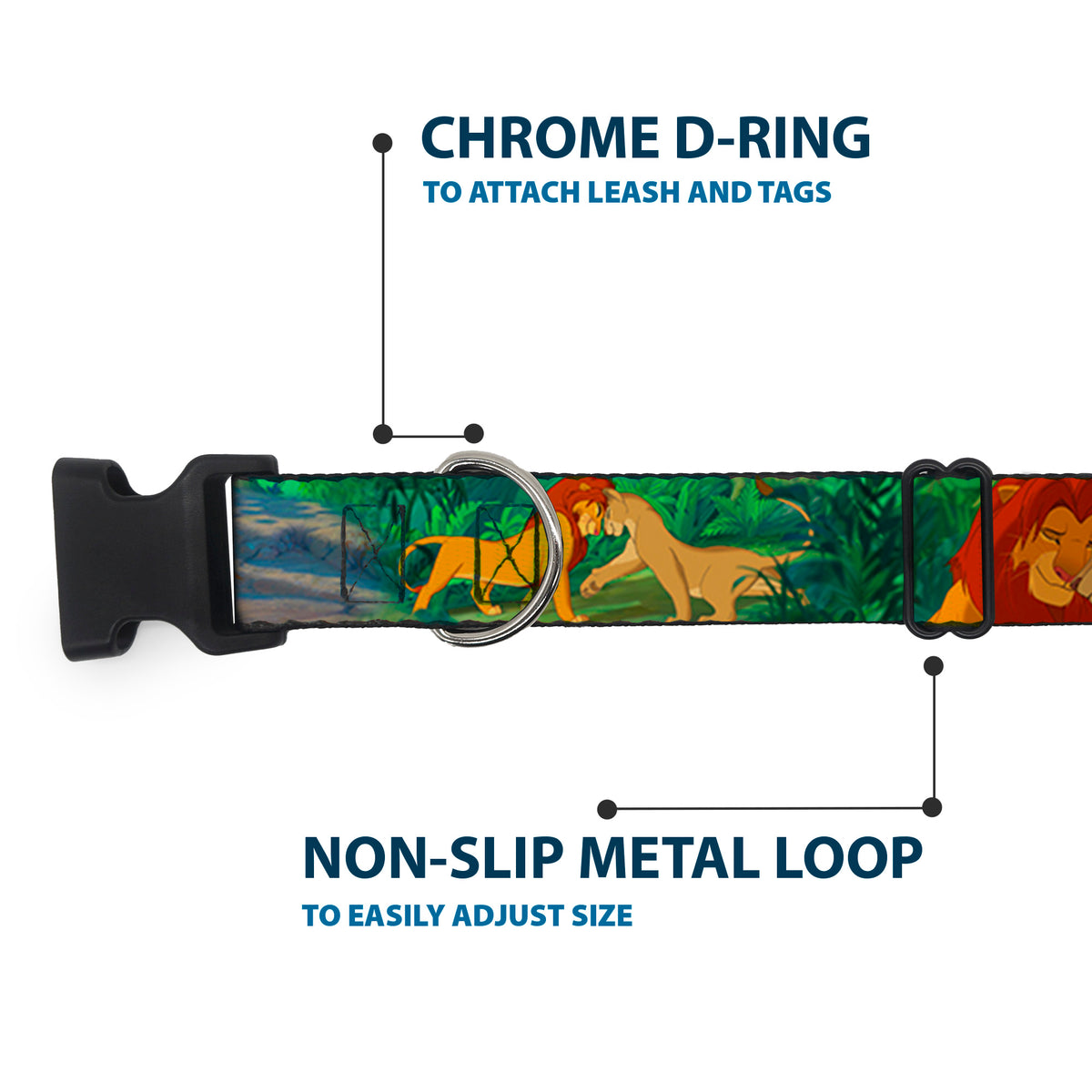 Plastic Clip Collar - Lion King Simba & Nala Growing Up Scenes Dog Collars Plastic Clip Side Release Disney