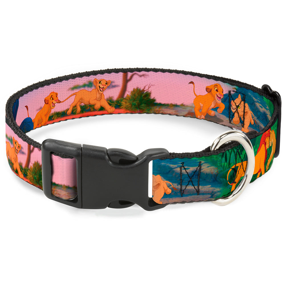 Plastic Clip Collar - Lion King Simba & Nala Growing Up Scenes Dog Collars Plastic Clip Side Release Disney