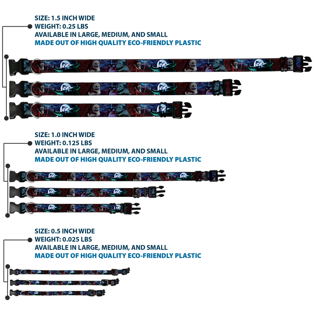 Plastic Clip Collar - Nightmare Before Christmas Jack, Oogie Boogie, Santa Scene Dog Collars Plastic Clip Side Release Disney