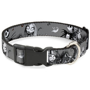 Plastic Clip Collar - NBC Jack & Sally Cemetery Scene Gray/Black/White Dog Collars Plastic Clip Side Release Disney