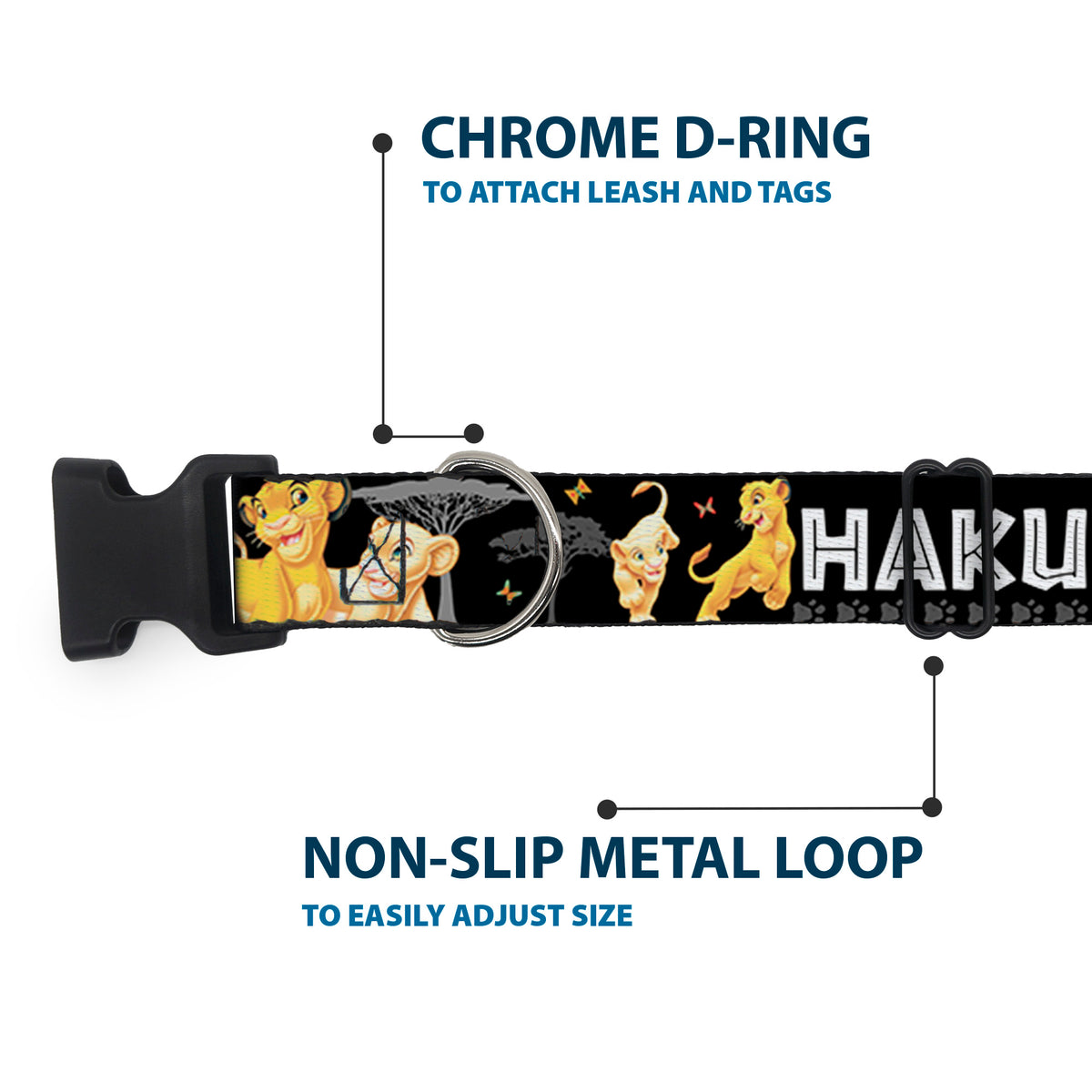 Plastic Clip Collar - Lion King Simba & Nala HAKUNA MATATA Dog Collars Plastic Clip Side Release Disney
