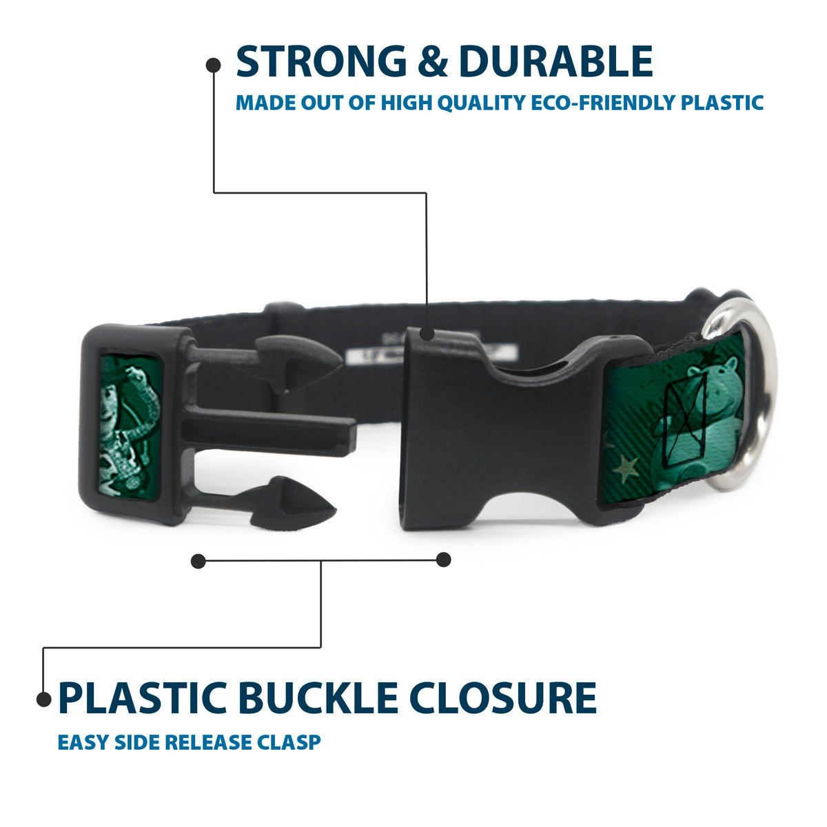 Plastic Clip Collar - Woody & Friends KEEP CALM & REACH FOR THE SKY Blues Dog Collars Plastic Clip Side Release Disney