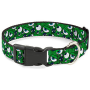 Plastic Clip Collar - Monsters Inc. Eye Collage Weathered Greens/Blues Dog Collars Plastic Clip Side Release Disney