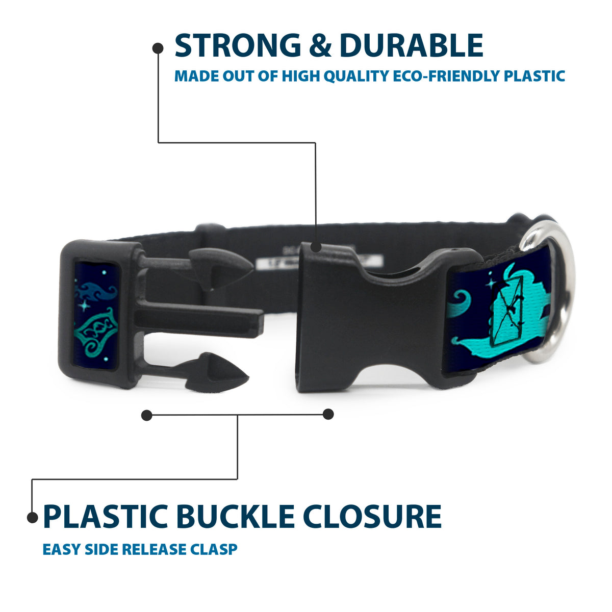 Plastic Clip Collar - Aladdin & Jasmine Silhouette A WHOLE NEW WORLD Dog Collars Plastic Clip Side Release Disney