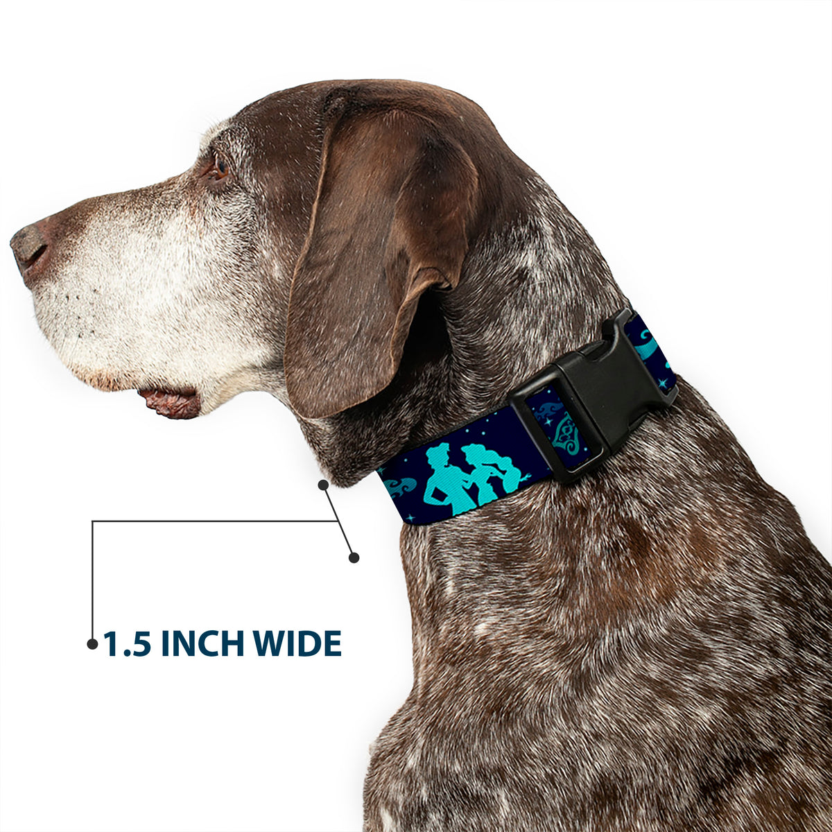 Plastic Clip Collar - Aladdin & Jasmine Silhouette A WHOLE NEW WORLD Dog Collars Plastic Clip Side Release Disney