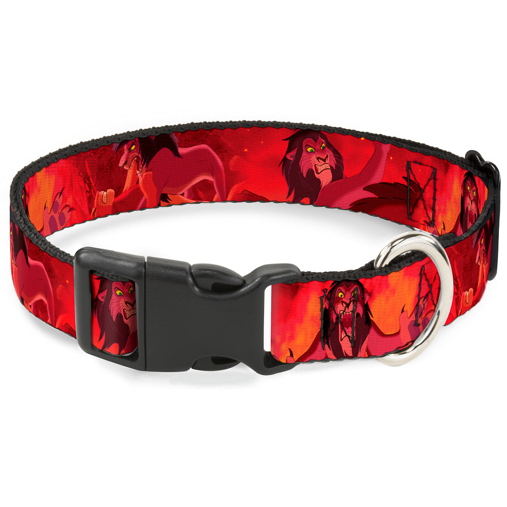 Plastic Clip Collar - Simba Scar Battle Scene Fiery Red Dog Collars Plastic Clip Side Release Disney