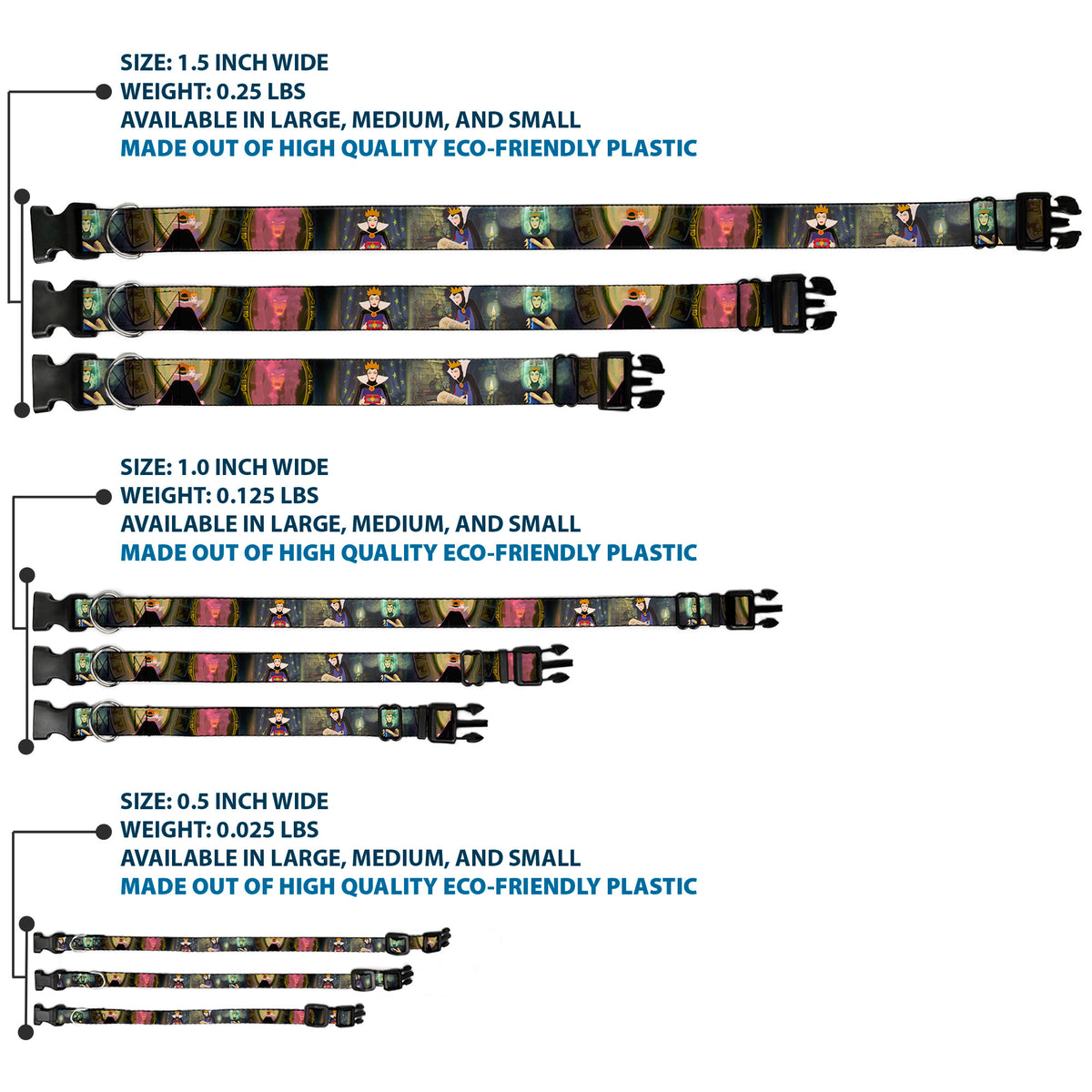 Plastic Clip Collar - Snow White Evil Queen Poses Dog Collars Plastic Clip Side Release Disney