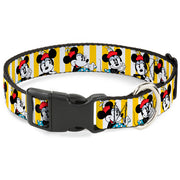 Plastic Clip Collar - Minnie Mouse w/Hat Poses Stripe Yellow/White Dog Collars Plastic Clip Side Release Disney