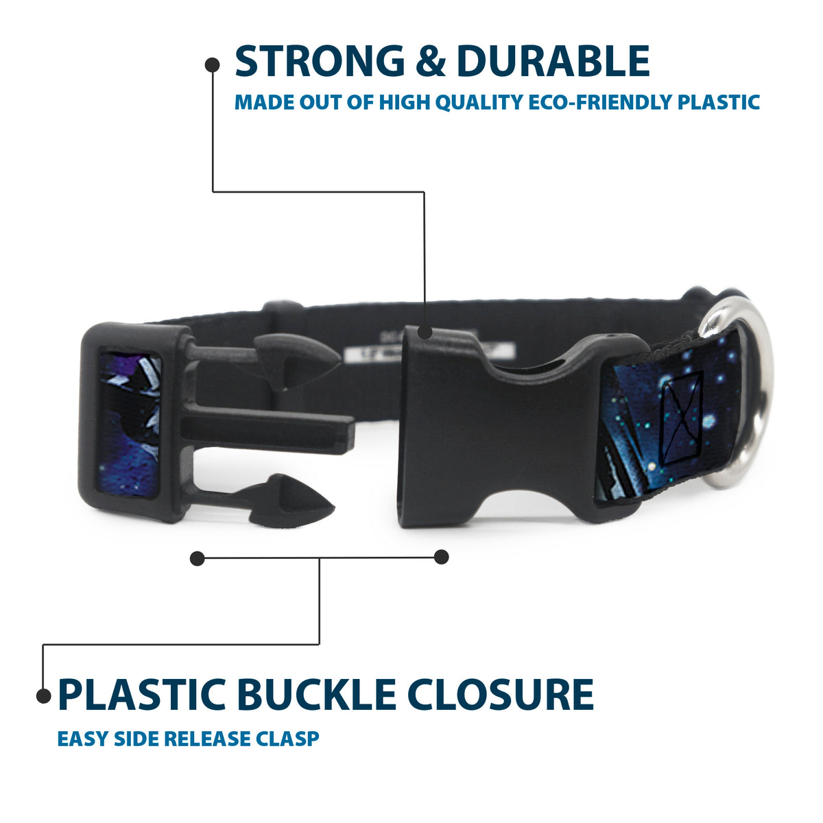 Plastic Clip Collar - Buzz Lightyear Poses Galaxy Blues Dog Collars Plastic Clip Side Release Disney