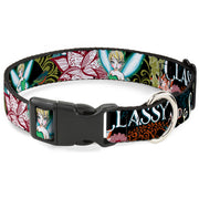 Plastic Clip Collar - Tinker Bell Floral Collage CLASSY AND SASSY Dog Collars Plastic Clip Side Release Disney