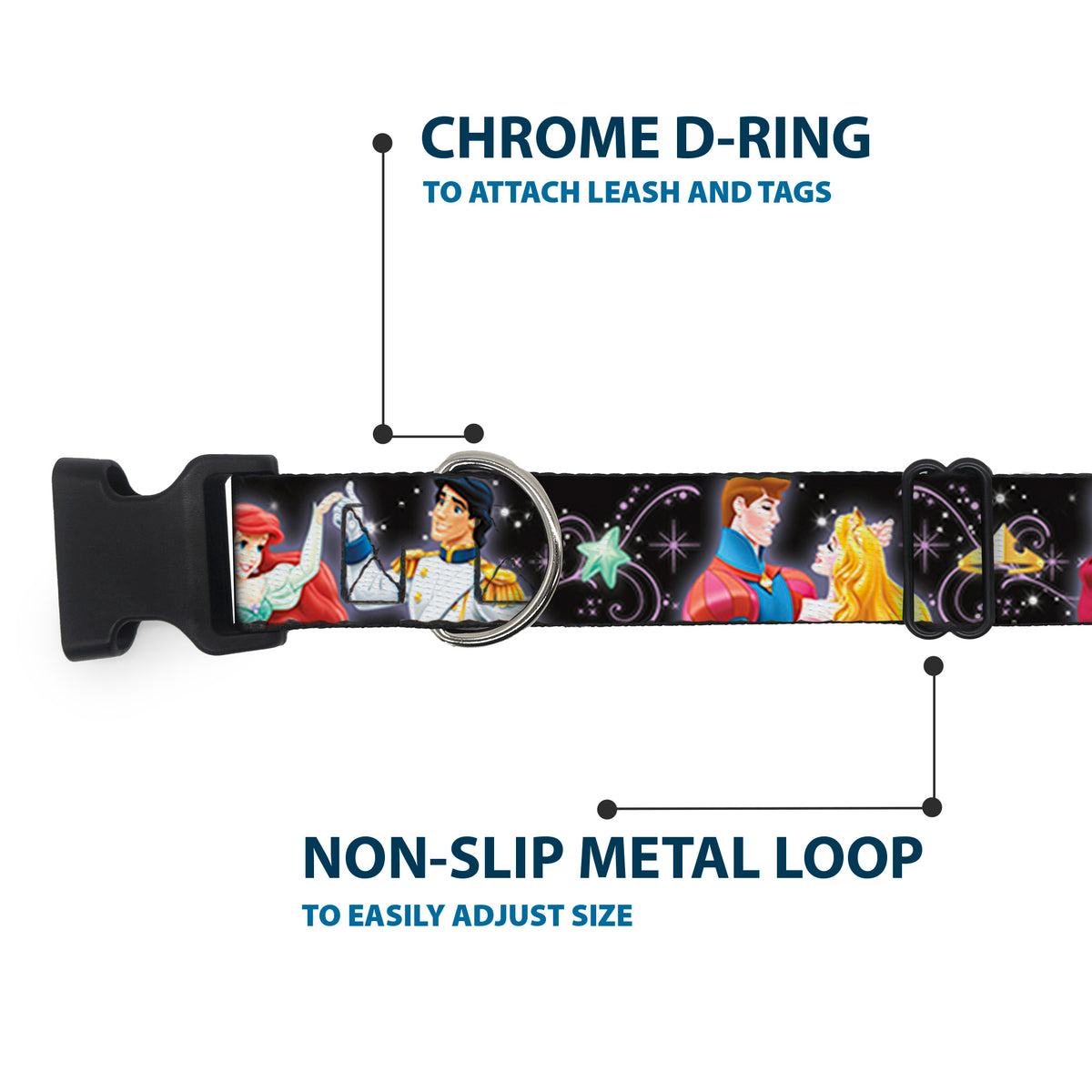 Plastic Clip Collar - Disney Princesses & Prince's Dancing Dog Collars Plastic Clip Side Release Disney