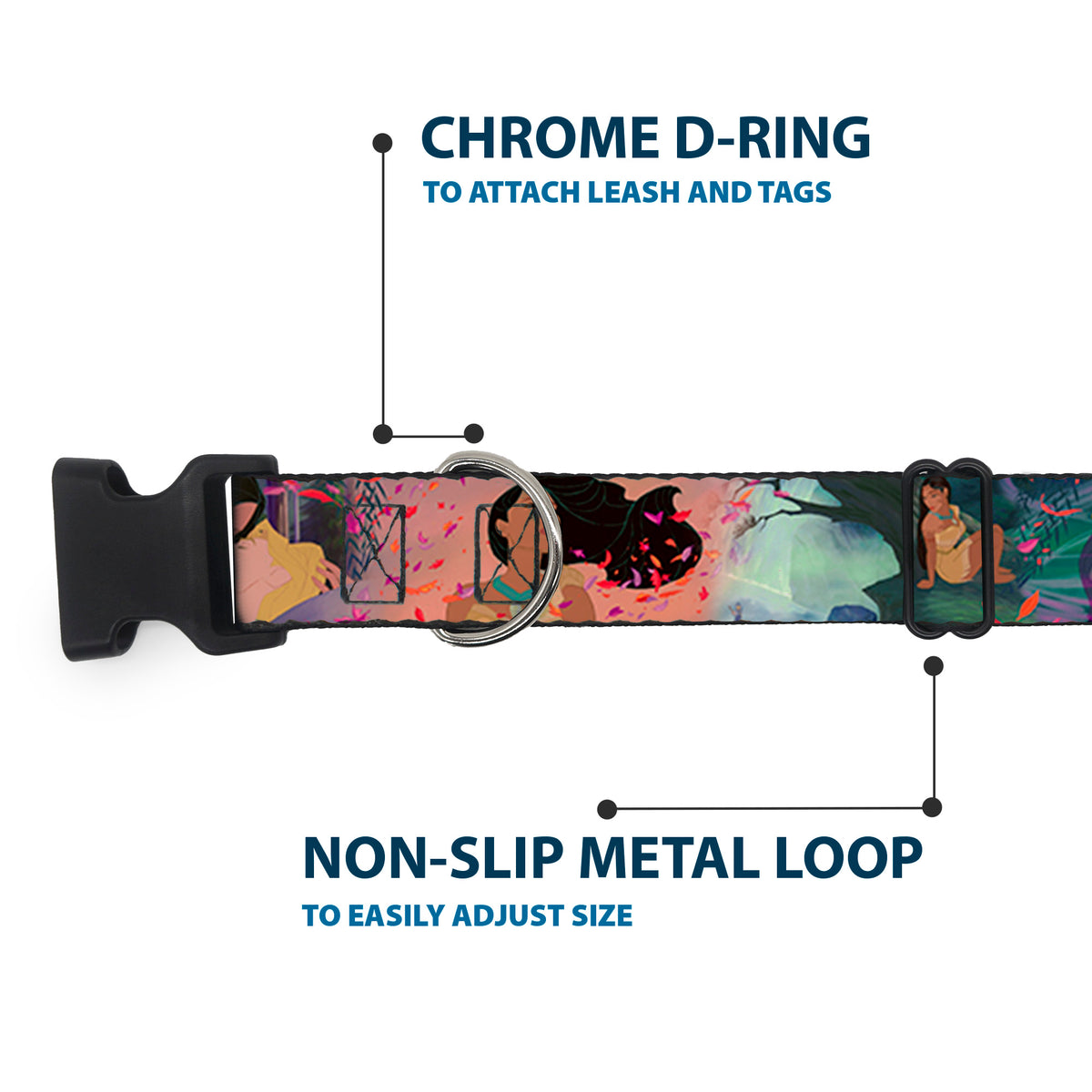 Plastic Clip Collar - Pocahontas & John Smith Scenes Dog Collars Plastic Clip Side Release Disney