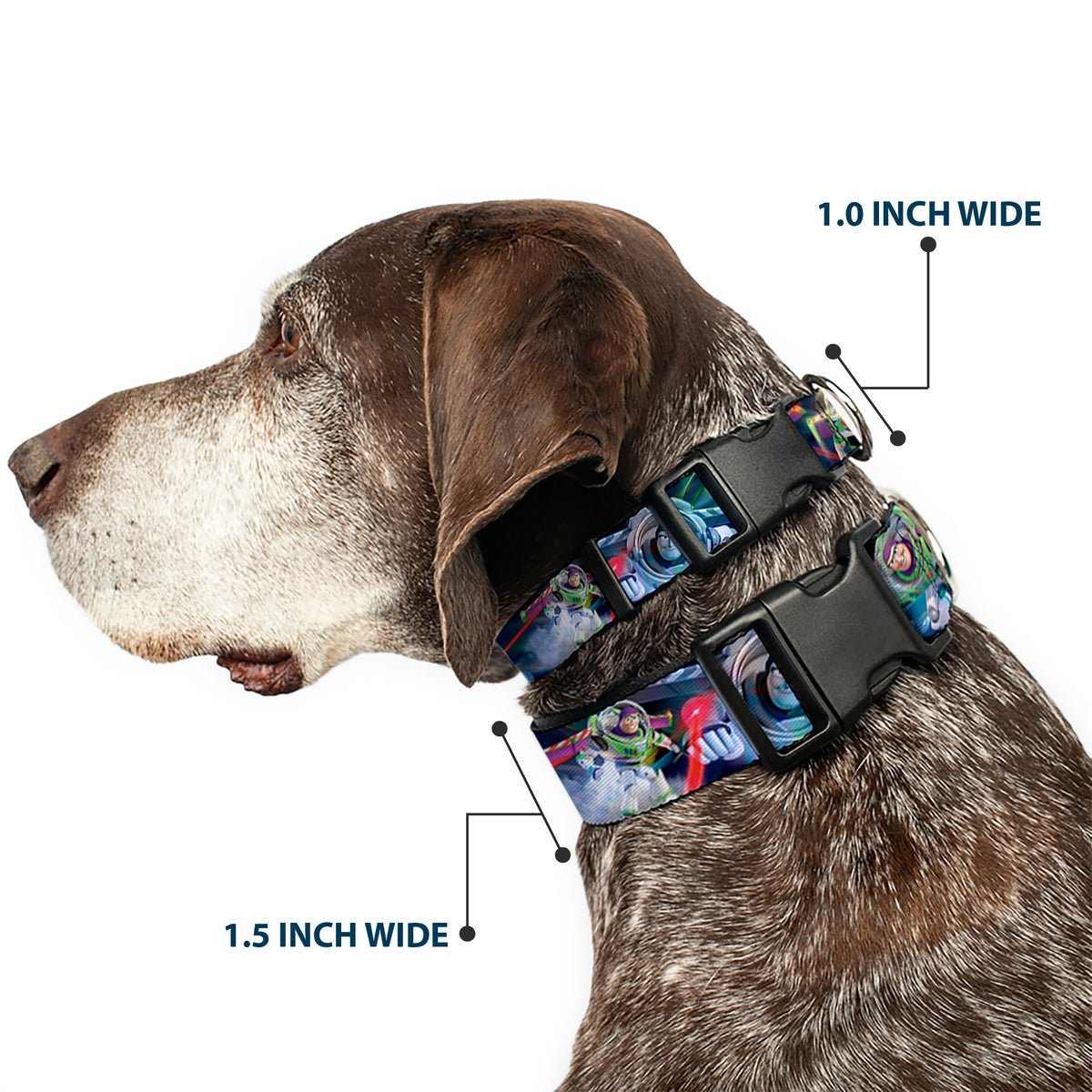 Plastic Clip Collar - Buzz Lightyear Action Poses Stacked Dog Collars Plastic Clip Side Release Disney