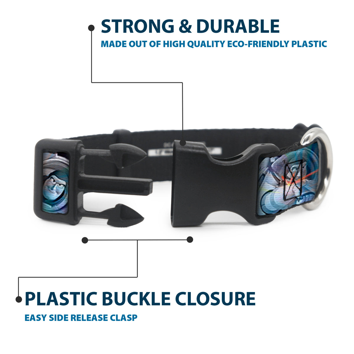 Plastic Clip Collar - Buzz Lightyear Action Poses Stacked Dog Collars Plastic Clip Side Release Disney
