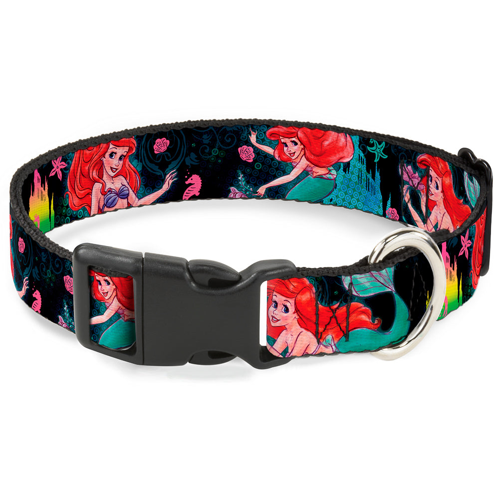 Plastic Clip Collar - Ariel Underwater Poses/Palace Silhouette Dog Collars Plastic Clip Side Release Disney