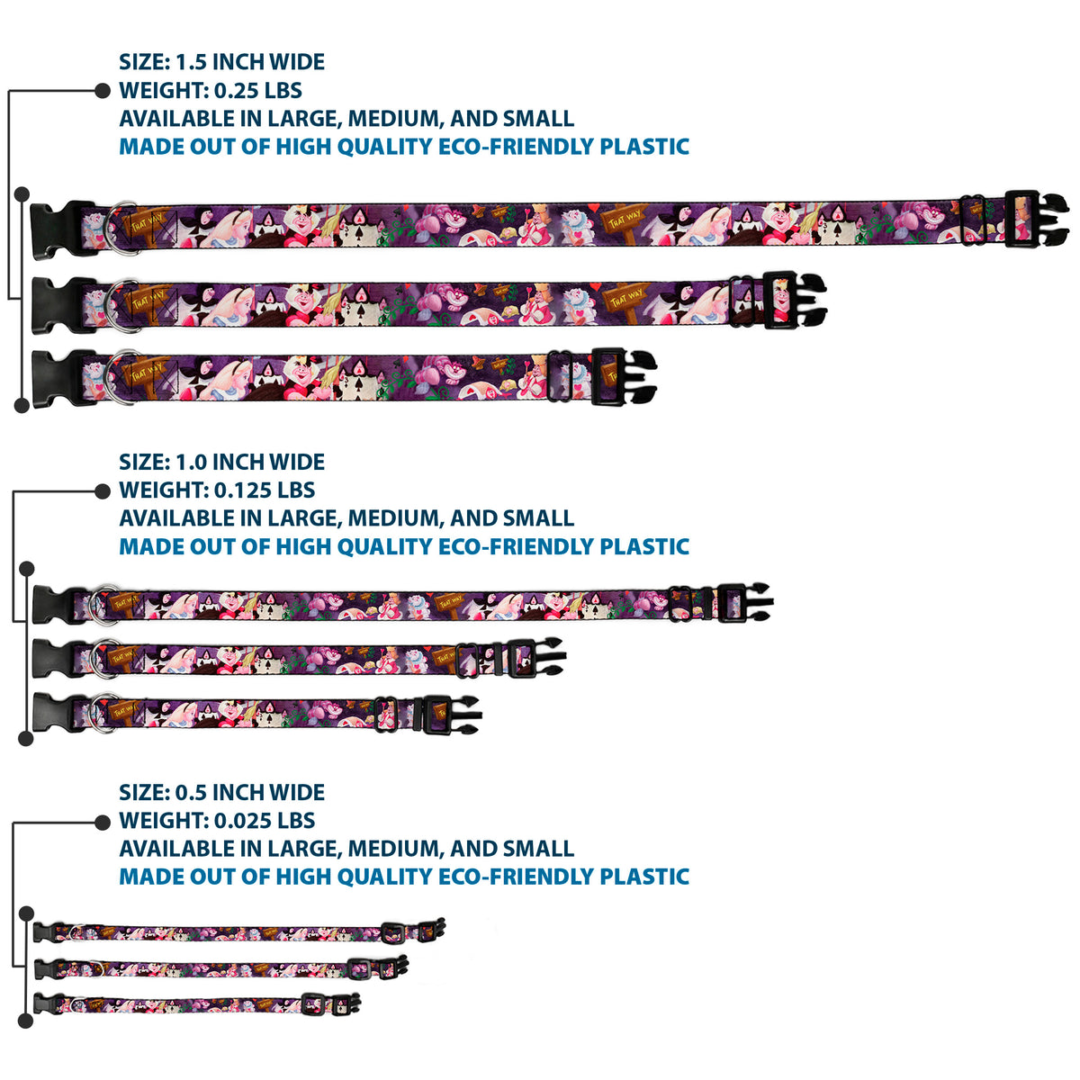 Plastic Clip Collar - Alice & the Queen of Hearts Scenes Dog Collars Plastic Clip Side Release Disney
