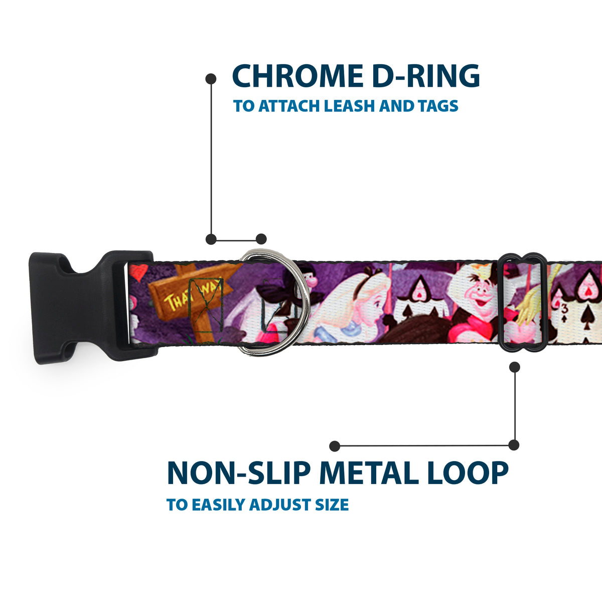 Plastic Clip Collar - Alice & the Queen of Hearts Scenes Dog Collars Plastic Clip Side Release Disney