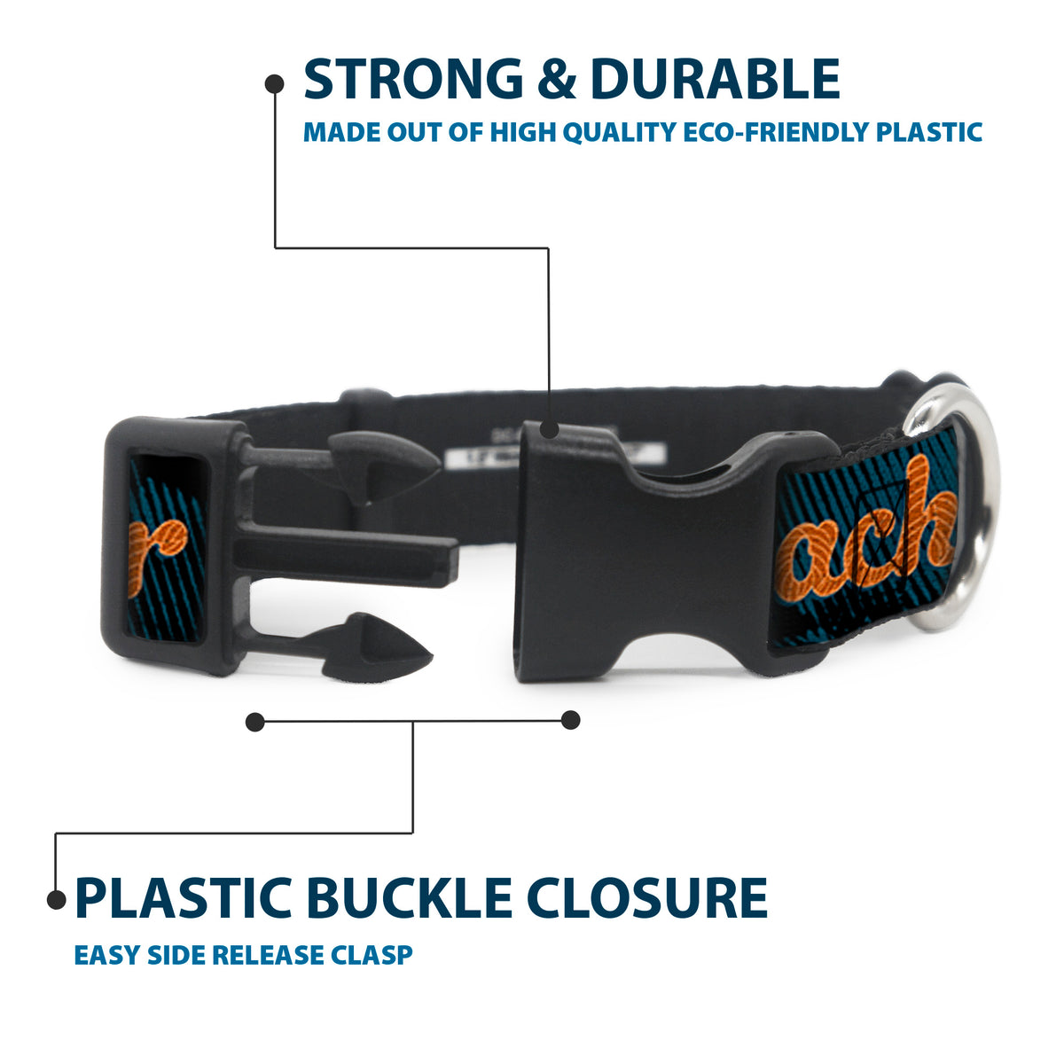 Plastic Clip Collar - Woody REACH FOR THE SKY Denim Blue Print Dog Collars Plastic Clip Side Release Disney