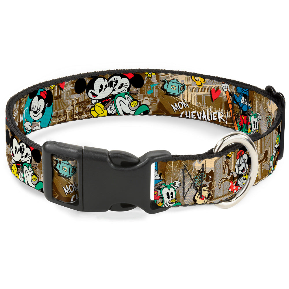 Plastic Clip Collar - Mickey & Minnie Croissant de Triomphe Scenes Dog Collars Plastic Clip Side Release Disney