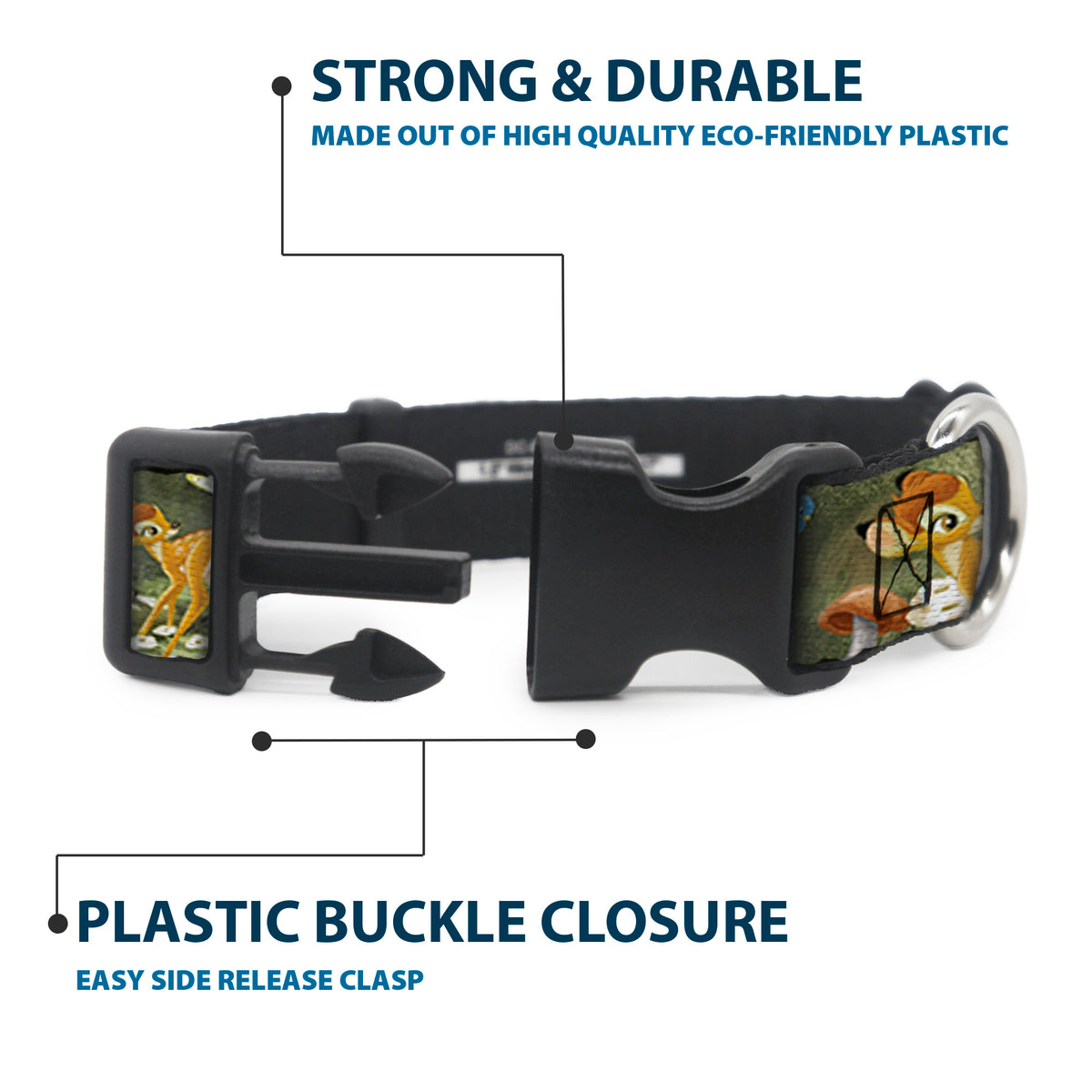 Plastic Clip Collar - Bambi & Friends Scene Dog Collars Plastic Clip Side Release Disney