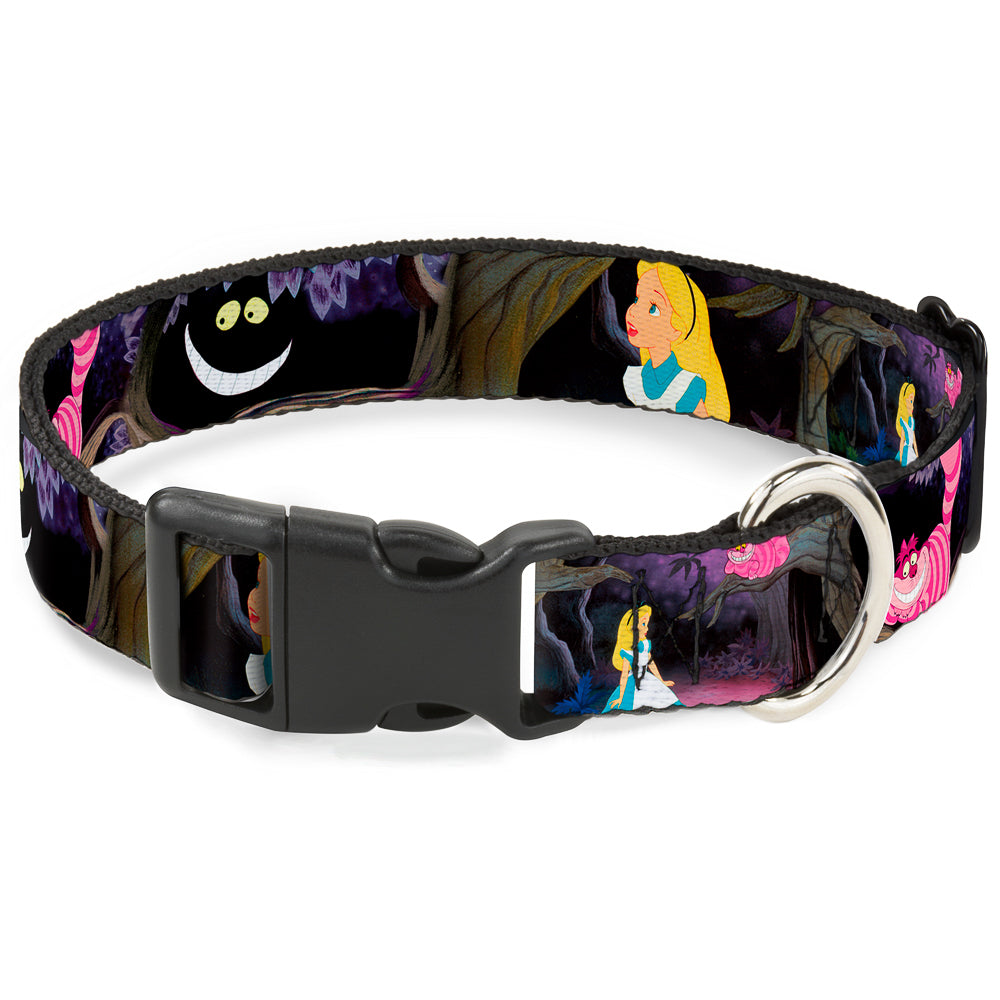 Plastic Clip Collar - Alice & the Cheshire Cat Scenes Dog Collars Plastic Clip Side Release Disney