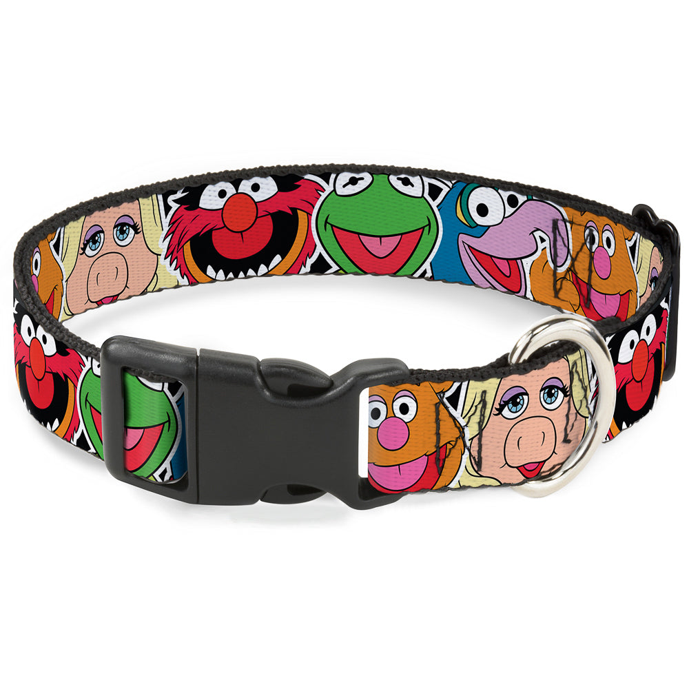 Plastic Clip Collar - Muppets Faces CLOSE-UP Black Dog Collars Plastic Clip Side Release Disney