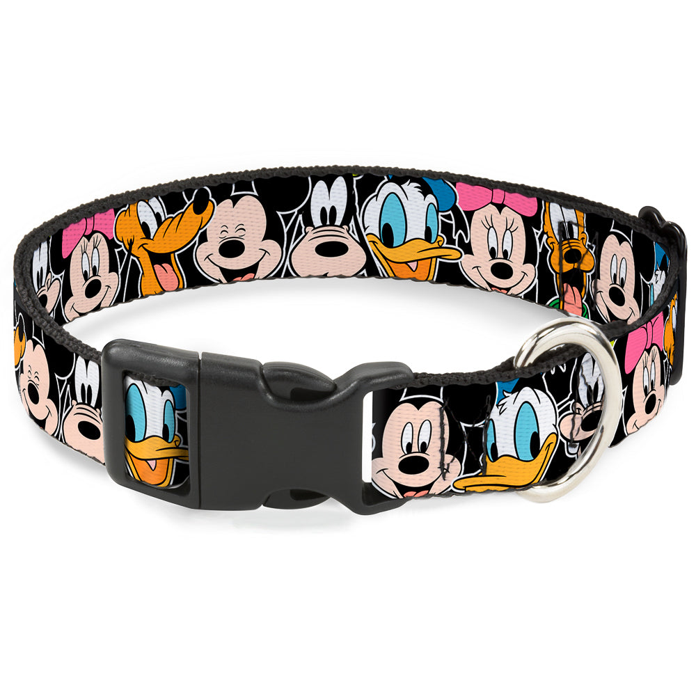 Plastic Clip Collar - Classic Disney Character Faces Black Dog Collars Plastic Clip Side Release Disney