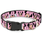 Plastic Clip Collar - Minnie Mouse Expressions Polka Dot Pink/White Dog Collars Plastic Clip Side Release Disney