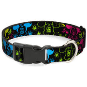 Plastic Clip Collar - Mickey Expressions/Paint Splatter Black/Multi Neon Dog Collars Plastic Clip Side Release Disney