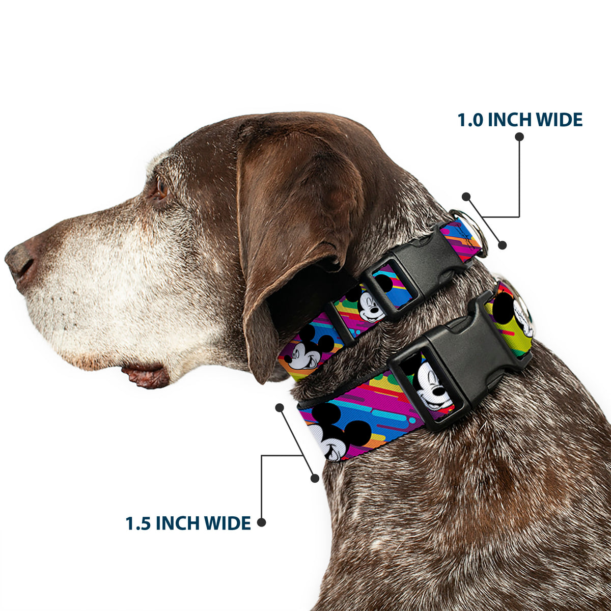Plastic Clip Collar - Mickey Mouse Expressions Multi Color White/Black Dog Collars Plastic Clip Side Release Disney