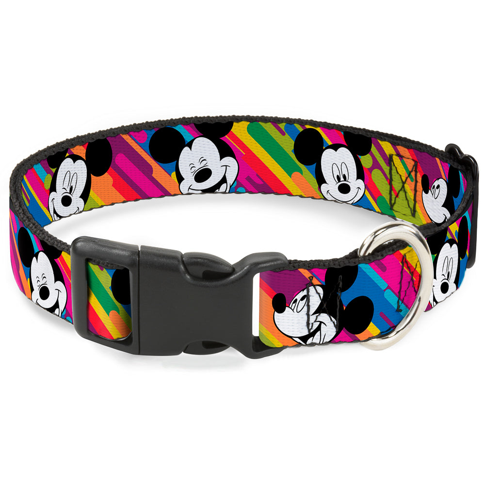 Plastic Clip Collar - Mickey Mouse Expressions Multi Color White/Black Dog Collars Plastic Clip Side Release Disney