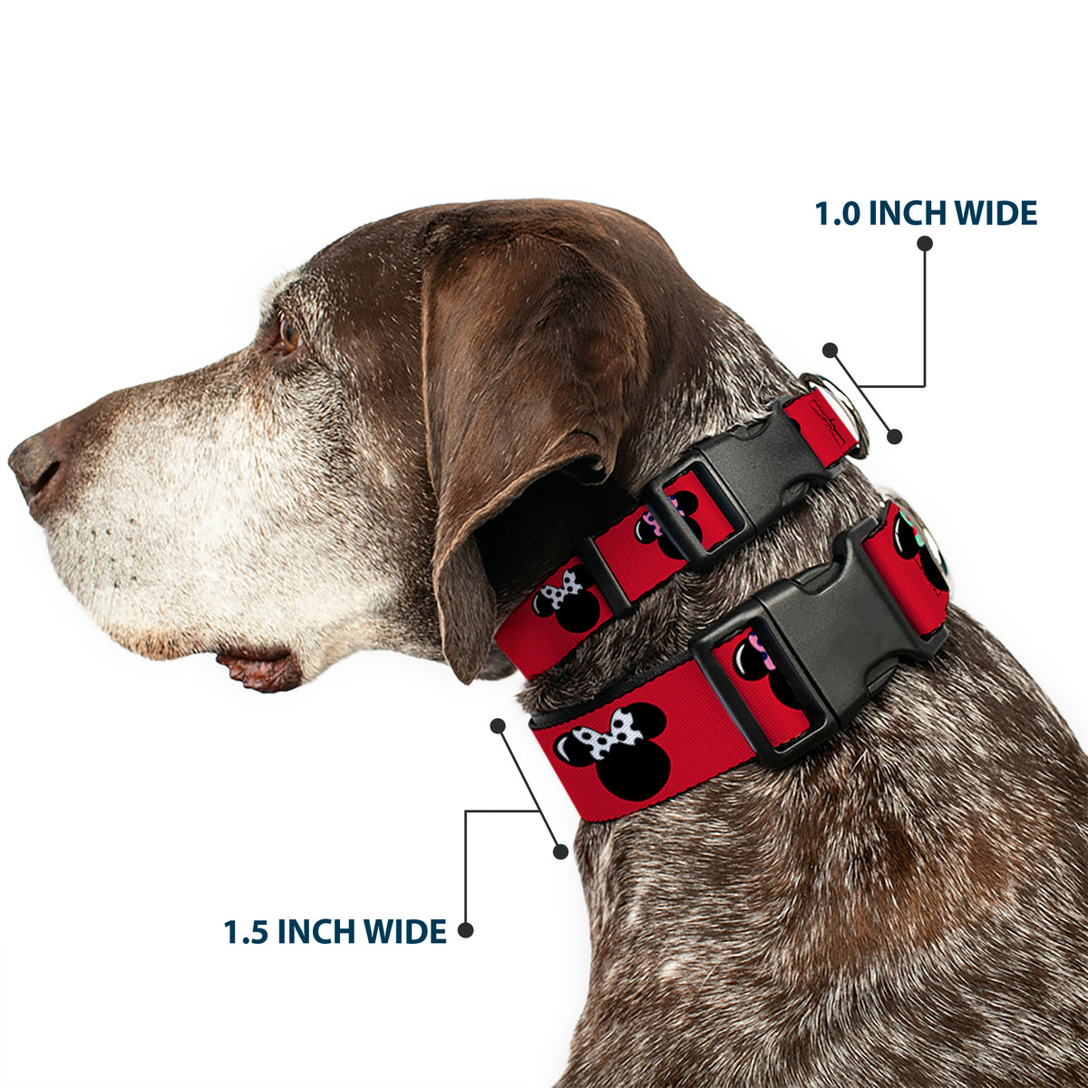 Plastic Clip Collar - Minnie Mouse Silhouette Red/Black/Polka Dot Dog Collars Plastic Clip Side Release Disney