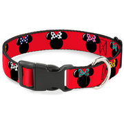 Plastic Clip Collar - Minnie Mouse Silhouette Red/Black/Polka Dot Dog Collars Plastic Clip Side Release Disney