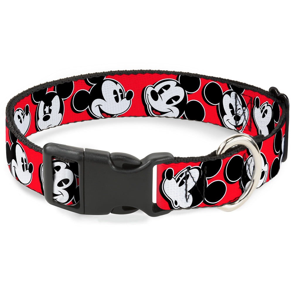 Plastic Clip Collar - Mickey Mouse Expressions Red/Black/White Dog Collars Plastic Clip Side Release Disney