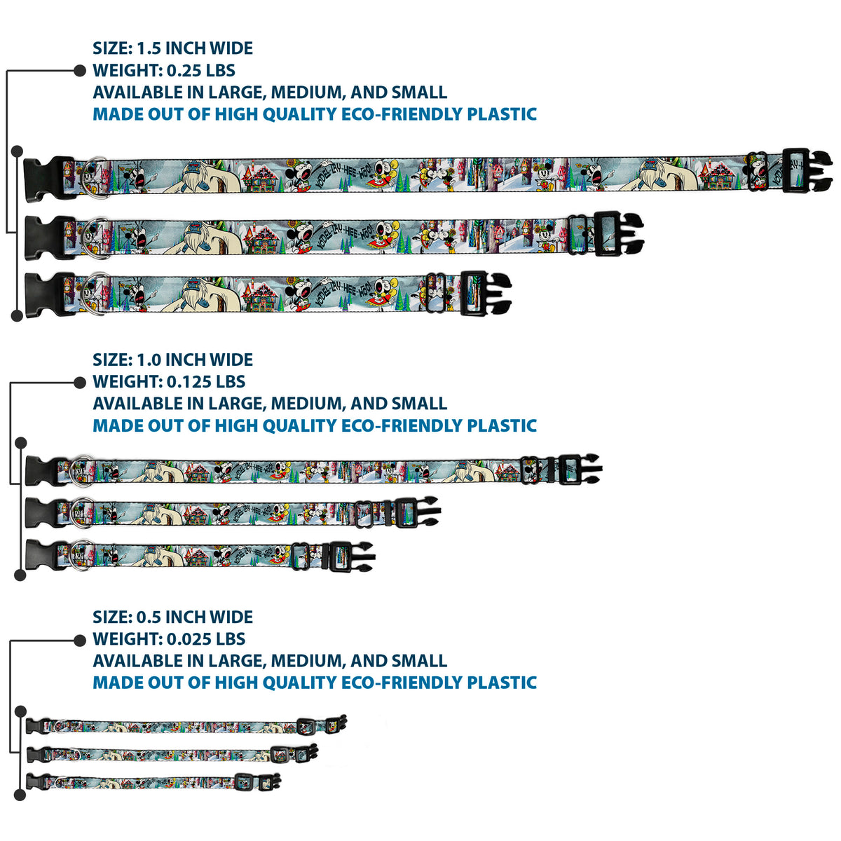 Plastic Clip Collar - Mickey & Minnie Yodelberg Scenes Dog Collars Plastic Clip Side Release Disney