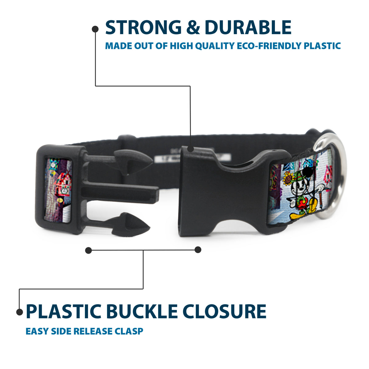 Plastic Clip Collar - Mickey & Minnie Yodelberg Scenes Dog Collars Plastic Clip Side Release Disney