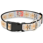 Plastic Clip Collar - Moana Pua and Hei Hei Pose Blocks White/Multi Color Dog Collars Plastic Clip Side Release Disney