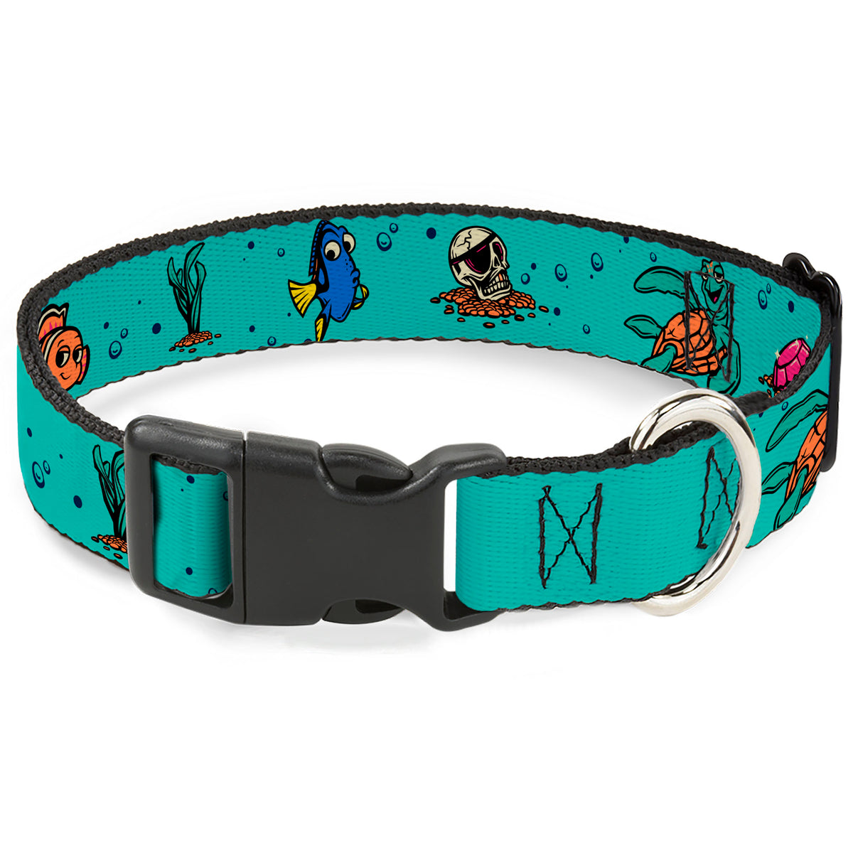 Plastic Clip Collar - Finding Nemo Fish and Under Sea Treasures Aqua Blue Dog Collars Plastic Clip Side Release Disney