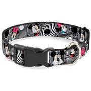 Plastic Clip Collar - Mickey & Minnie Peek-a-Boo Expressions Swirl Black/White Dog Collars Plastic Clip Side Release Disney