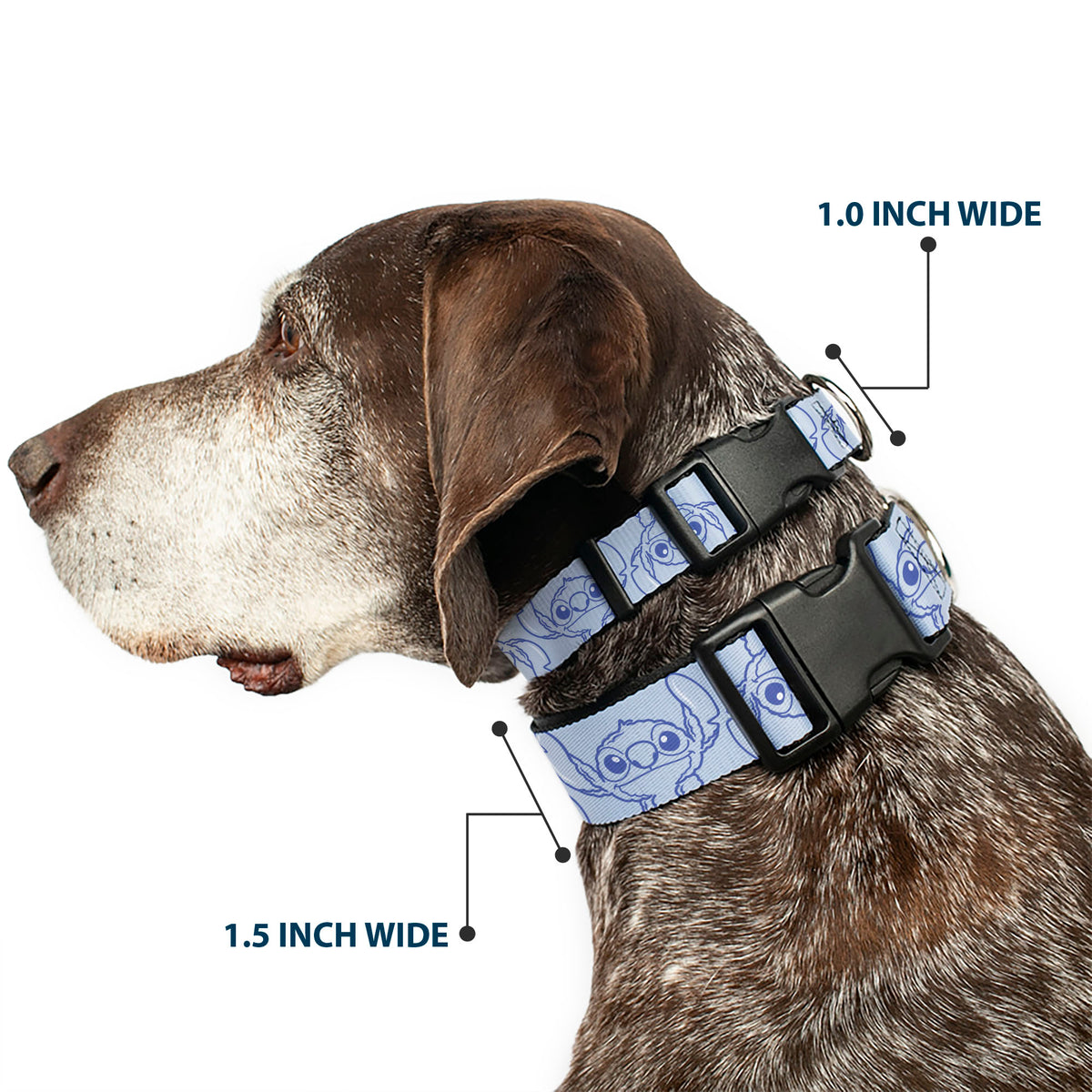 Plastic Clip Collar - Stitch Pose Flip Light Blue/Blue Dog Collars Plastic Clip Side Release Disney