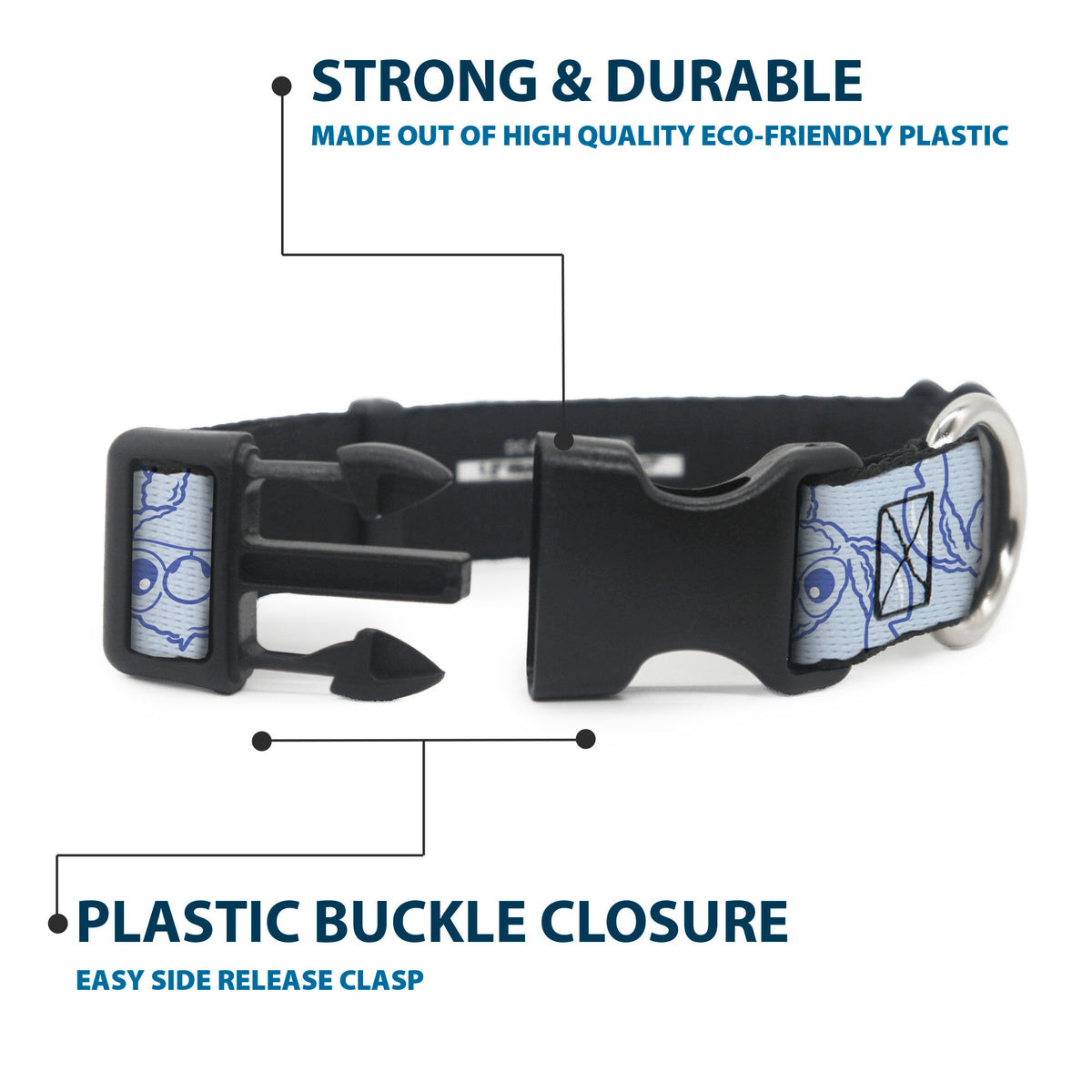 Plastic Clip Collar - Stitch Pose Flip Light Blue/Blue Dog Collars Plastic Clip Side Release Disney