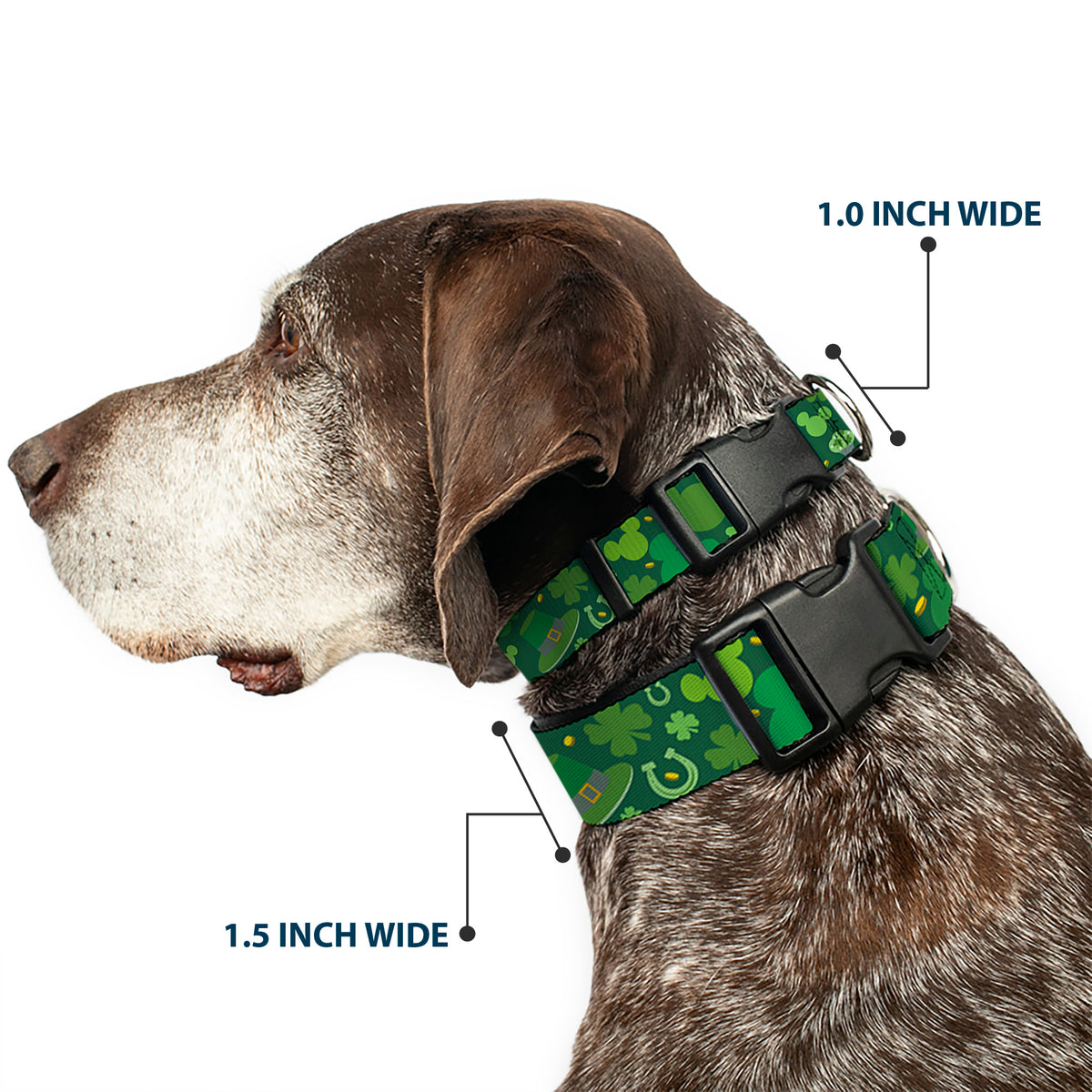 Plastic Clip Collar - St. Patrick's Day Mickey Collage Greens Dog Collars Plastic Clip Side Release Disney