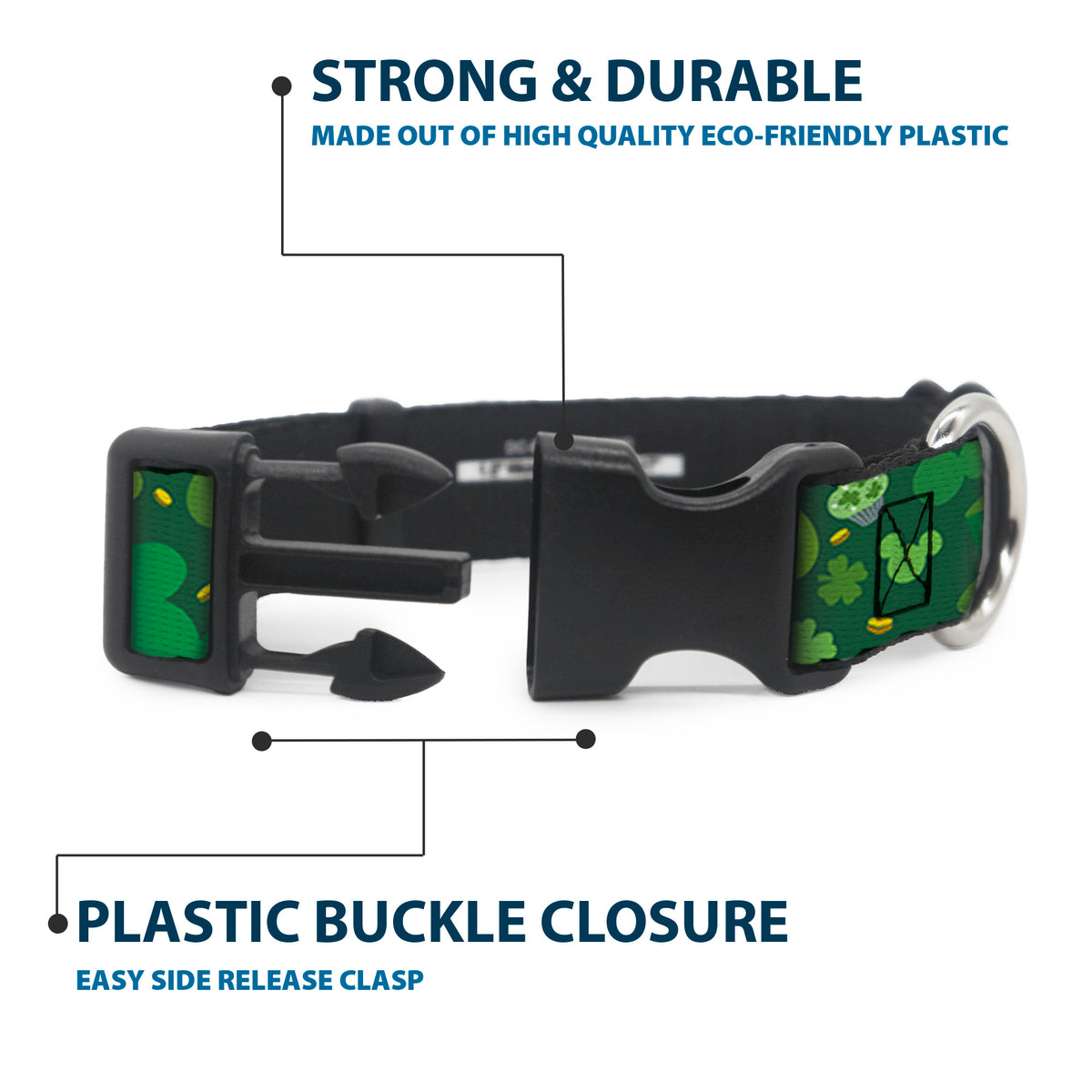 Plastic Clip Collar - St. Patrick's Day Mickey Collage Greens Dog Collars Plastic Clip Side Release Disney
