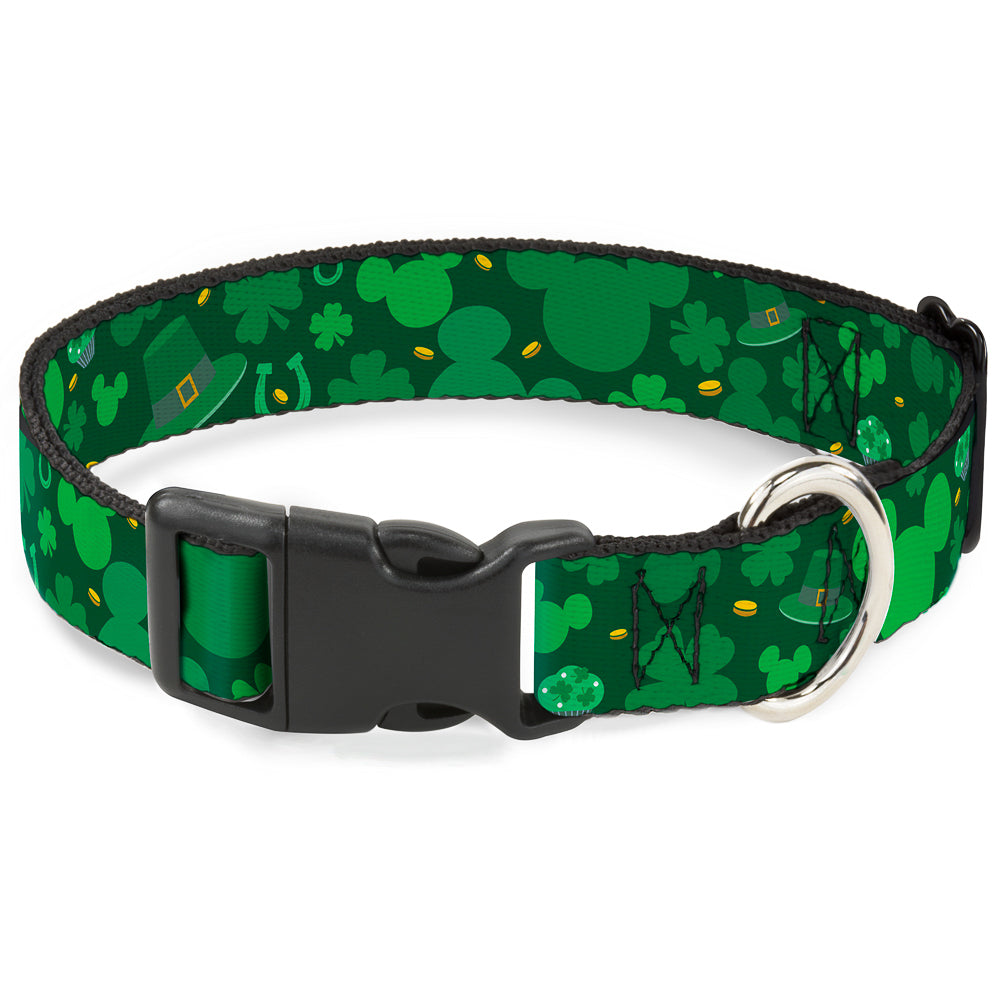 Plastic Clip Collar - St. Patrick's Day Mickey Collage Greens Dog Collars Plastic Clip Side Release Disney