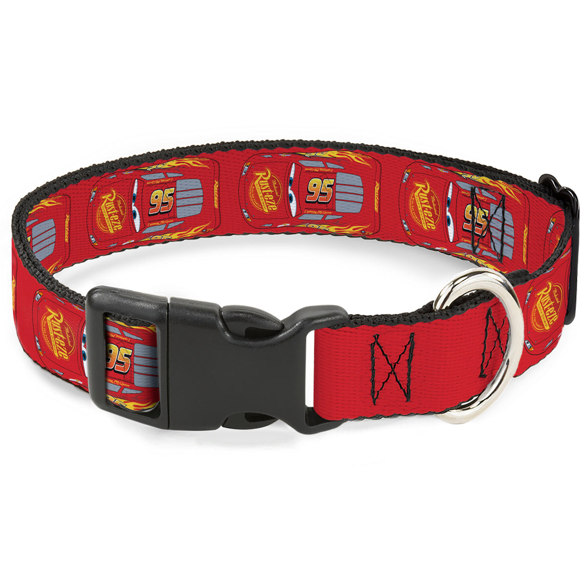 Plastic Clip Collar - Cars Lightning McQueen Aerial View Red Dog Collars Plastic Clip Side Release Disney
