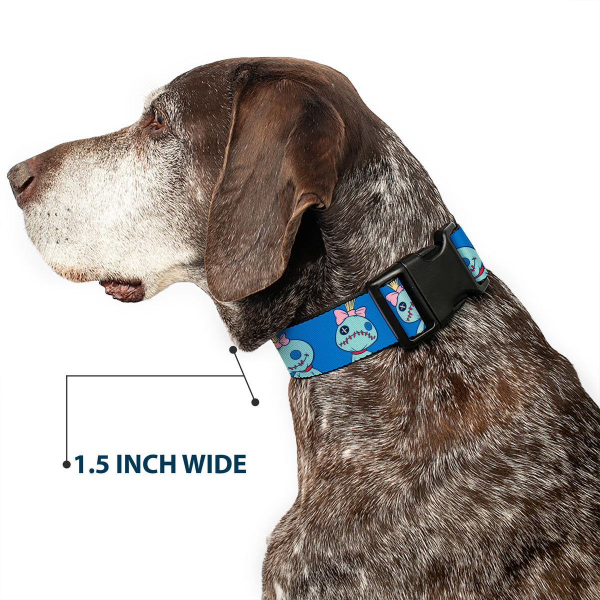 Plastic Clip Collar - Lilo and Stitch Scrump Poses Blue Dog Collars Plastic Clip Side Release Disney